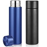 Irenare 5oz Mini Water Bottle Mini Insulated Stainless Steel Bottle Purse Water Bottle Cute Leak Proof Water Flask Keeps Drink Cold and Hot for Purse Kids Women Lunch Bag (Black, Blue, 2 Pieces)