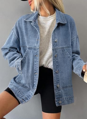 Best Jean Jackets for Women Over 50 – Timeless Denim Style Meets Modern Comfort 8 SHEWIN Denim Jacket for Women Long Sleeve Button Down jean Jacket Denim Shirt Lightweight Fall Outfits for Women 2025 Dusk Blue Medium