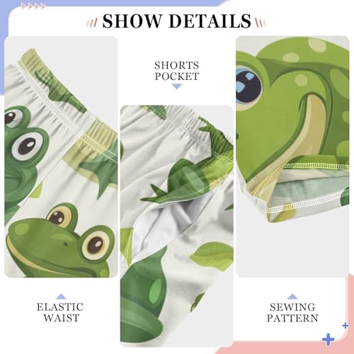 ZZXXB Frog Print Boys Long Pants Soft Trousers Elastic Waist Kids Lounge Bottoms with Pockets S-XL4