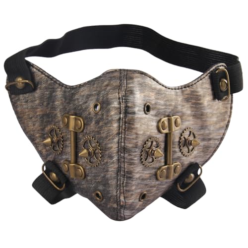 GelConnie Punk Leather Mask Motorcycle Riding Face Mask Anti Dust Cosplay Mask