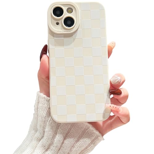 YUMUPIFE Compatible with iPhone 11 Case Cute Checkered Pattern Design for Girls Women, Soft Silicone Shockproof Protective Designed for iPhone 11 Case-White