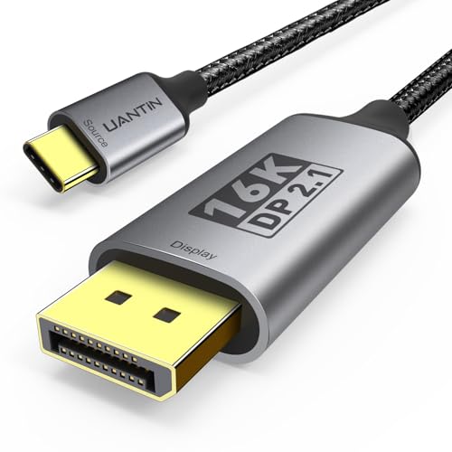 UANTIN USB-C to DisplayPort 2.1 Cable | 16K@30Hz 8K@120Hz 4K@240Hz 40Gbps Type C to Display Port...