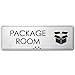 Package Room Sign, Brushed Silver, Engraved, 3