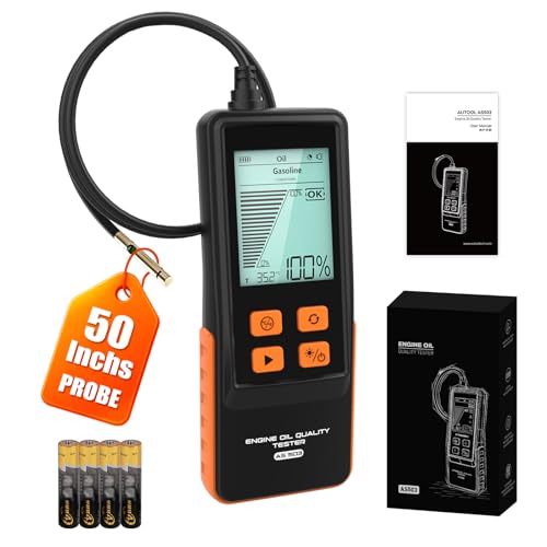 Engine Oil Tester Gasoline & Diesel Engine Oil Quality Tester 50-Inch Extended Probe & Fast Response High-Precision Analysis Kit with 2.8In LCD Display Temp Display for Most Vehicles