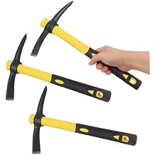 3 Packs 15 Inch Garden Pick Axes with Fiberglass Handle,Hand Pickaxe, Cast Steel of Pick Axes Head for Gardening, Camping, Prospecting, and Outdoor Activities