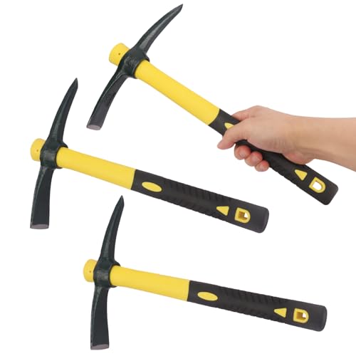 3 Piezas Azadones para Jardín de 15 Pulgadas con Mango de Fibra de Vidrio miniatura 1