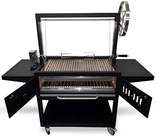 SDI Factory Direct Santa Maria Argentine Charcoal Grill - Stainless Steel Outdoor BBQ Spit Roaster Parrilla for Backyard Grillers and BBQ Enthusiasts