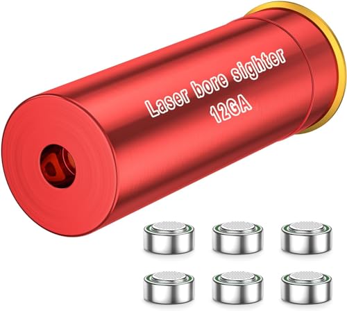 KinZon 12GA Bore Sight, viseur à alésage Rouge de Mise à zéro, Red Dot avec 2 Jeux de Piles