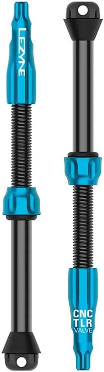 Lezyne CNC TLR Pro Tubeless Valve Pair 80mm Presta, Blue - CNC Machined Aluminum, Leak-Free, Seamless Compatibility with All Rims & Pumps