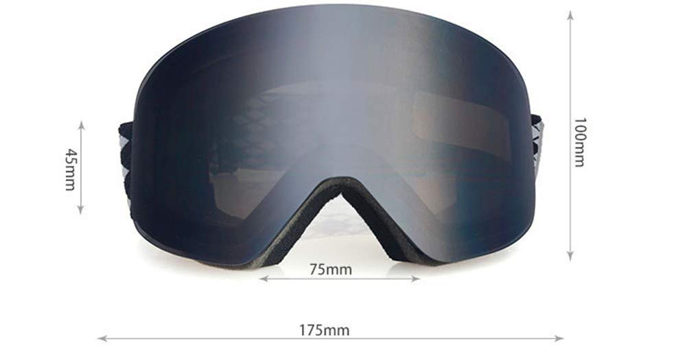 Ski Snowboard Lunettes Anti-buée, lentille magnétique Double Couche pour faciliter Le Remplacement, avec la myopie et de Ventilation, adapté pour Les skieurs de Descente de Ski,Noir