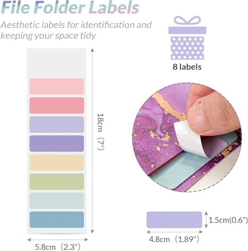 Image of Corslet Expanding File Folder, Aesthetic Folders for School, Accordion File Organizer, Aesthetic Folder with Labels,5 Pockets Important Document Folders for School Office Home Marble Blue