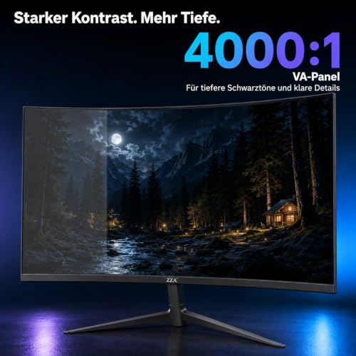 ZZA 27 Zoll QHD Curved Monitor, 2560 x 1440, 75 Hz, 1800R VA-Panel – Ansicht 5