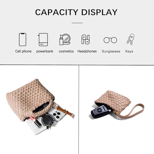 Image of Woven Tote Bag for Women with Coin Purse, Foldable Chain Small Crossbody Handbags, Fashion Shoulder Bag, Hobo Satchel