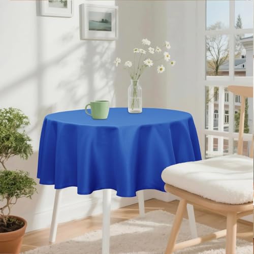 XWZO Round Tablecloth 30 Inch Polyester Table Cloth, Small Round Table Cover Waterproof Wipe Clean Spillproof for Kitchen Dining Wedding Outdoor Picnic Buffet Party, Royal Blue