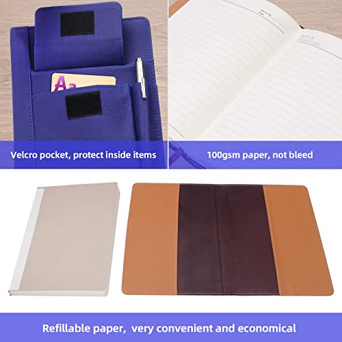 Refillable Lined Leather Journal Notebook, A5 Size Hardcover Journal Notebook For Women Men,100Gsm 200 Pages Thick Paper Notebooks With Front Pockets And Pen Pocket, Daily Premium Journal For Writing (Navy Blue) #TOP3