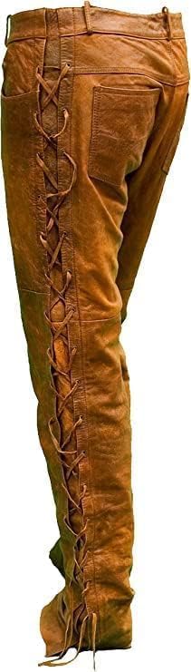 Men's Fashion Genuine Suede Leather Pant Trousers American Native Grain Leather Pants Style Lederhosen