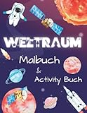 Weltraum Malbuch: Aktivitätsbuch Weltraum über das Sonnensystem, Astronauten, Planeten und den Weltraum. Kinder Arbeitsbuch mit Labyrinthen, Wortsuche, Punkt zu Punkt und mehr - Happi Press 