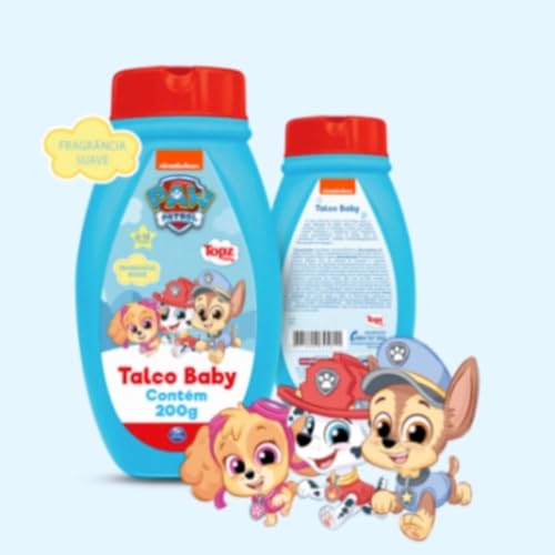 Kit 4 Talco Infantil Patrulha Canina Suave 200g - Topz Baby