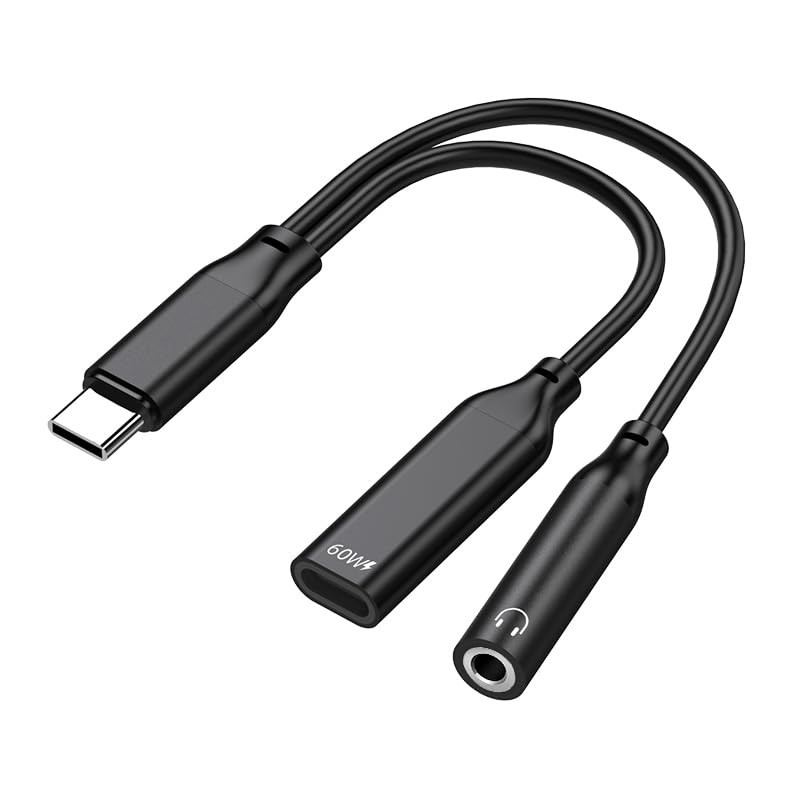 Image of UNIGEN 2 in 1 USB C to 3.5mm Headphone and Charger Adapter, AUX Mic Jack with PD Up to 60W Fast Charging for Stereo, Earphones, Compatible with Samsung Galaxy S25 /S24 /S23 /S22+, Google Pixel 8 /7