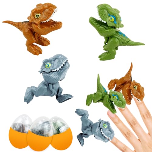 LUYANFX Oeuf Dinosaure de Pâques, Mini Jouet de Doigt avec Figurines, 3 Pièces Finger Bites, Cadeau Enfant