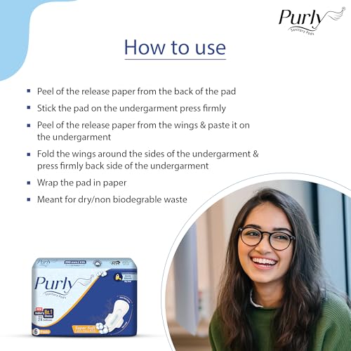Image of Purly Cottony Soft Sanitary Pads for Women with Hygiene & Comfort 60 Pads| Ultimate Protection & Comfort, Locks Odour & wetness| Superior Dry feel With LeakLock Technology| 290mm XXL (Pack of 10)