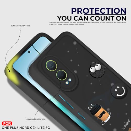 Image of AESTMO Back Case Cover for OnePlus Nord CE 4 Lite 5G Cover | Cute Fun Cartoon 3D Ball | Coffee Silicone Case | Full Body Protection | Camera Protection Back Cover for OnePlus Nord CE 4 Lite 5G (Black)