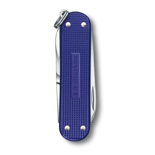 Image of Victorinox Classic SD Alox Swiss Army Knife, Compact, 5 Functions, Swiss Made Pocket Knife with Small Blade, Screwdriver and Key Ring - Night Dive (Blue)