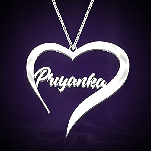 Image of Priyanka Cursive Gold & Silver Name Pendant Necklace, Best Jewelry Gift for Girls.