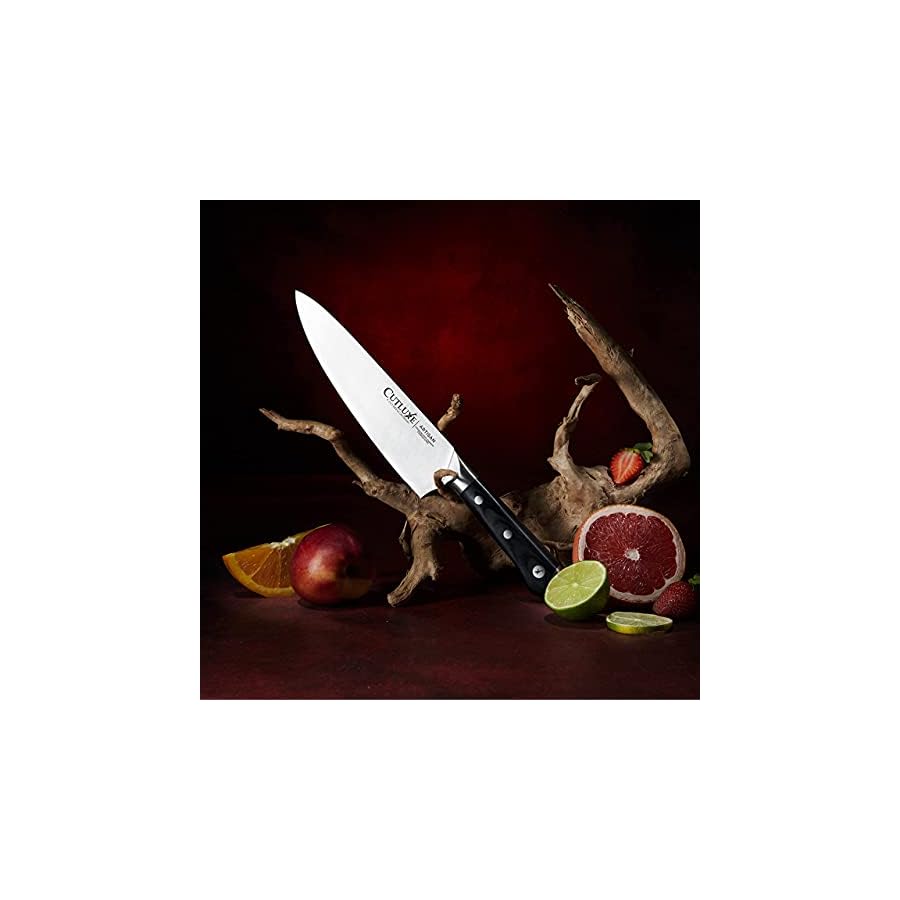 CUTLUXE-Chef-Knife--8-Cooking-Cutting-Kitchen-Knife--Razor-Sharp-Blade-Forged-from-High-Carbon-German-Steel--Ergonomic-Handle-Full-Tang-Design--Artisan-Series Cutluxe Chef Knife – 8" Razor Sharp Blade, Ergonomic Handle Design, Full Tang High Carbon German Steel, Sheath Included – Artisan Series