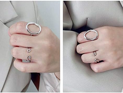Hebelee Minimalist Open Band Ring for Women Girls 925 Sterling Silver Expandable Statement Stackable Paperclip Safety Pin Toe Knuckle Eternity Rings Fashion Dainty Cute Mother's Day Jewelry - Image 4