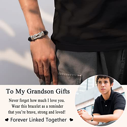 Grandson Bracelet From Grandma, Grandson Gifts From Grandma Grandson Graduation Gifts For Teenage Teen Boys Gift Ideas First Communion Confirmation Birthday Christmas For Grandson From Nana Grandparents #TOP1