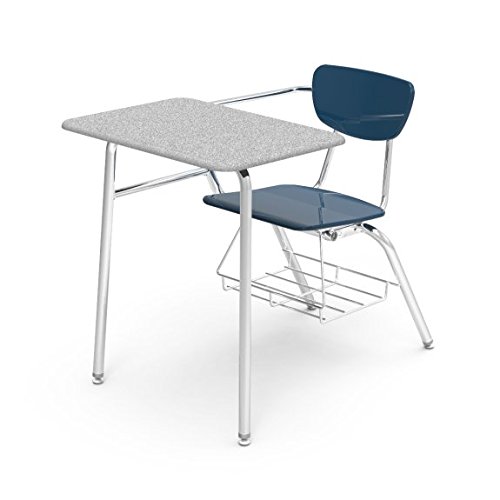 Virco 3400BRM-BLU51-GRY91 Student Chair Desk with Bookrack, Blue, 18 x 24 , Chrome Frame, 5Th Grade to Adult, Pack of 2 (3400Brm-Red50), 39.5  Height, 31.125  Wide, 25Length, Navy Blue (Pack of 2)