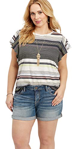 Silver jeans co. women's plus size sam mid rise boyfriend shorts,…