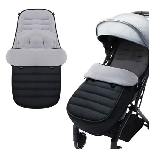 Geoyien saco carro bebe invierno, saco capazo invierno, saco silla paseo, Funda de pies de invierno para niños 80cm, asiento deportivo para cochecitos de bebé (negro) (negro 2)