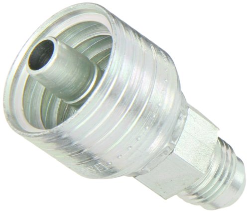 Image of Aeroquip 1BA6MJ6 Carbon Steel Global TTC12 (Thru the Cover) Crimp Hose Fitting JIC 37 Degree Male Rigid, Straight, 3 /8 inch Hose ID, 3 /8 inch Tube Size