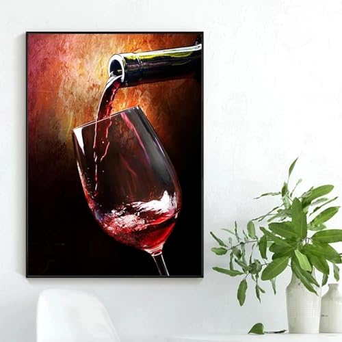 Peinture sur verre de vin rouge pour embellir un grand mur vide de cuisine ou salon