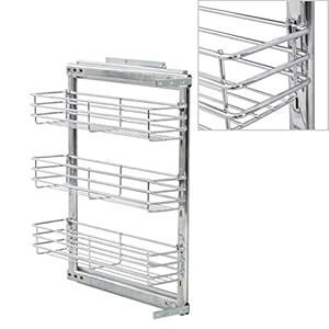vidaXL Draadmand Keuken Uittrekbaar 3-laags Lademand Opbergmand Mand Manden Kastmand Mandje Opslagmand Opbergmanden Schuifmand Zilverkleurig