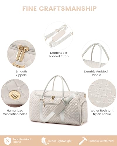 LOVEVOOK Travel Duffle Bag, 40L Weekender Overnight Bags with Toiletry, Quilted Carry On Bag with Shoe Compartment, Gym Duffel Bag with Wet Pocket for Women, Hospital Bags for Labor and Delivery4