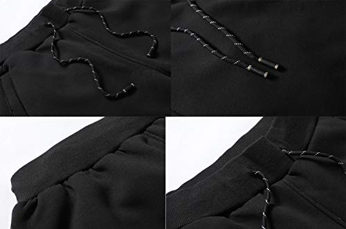 Faskunoie Men's Heavy Sweatpants Winter Fleece Heavyweight Sherpa Lined Pants Navy Blue #TOP3