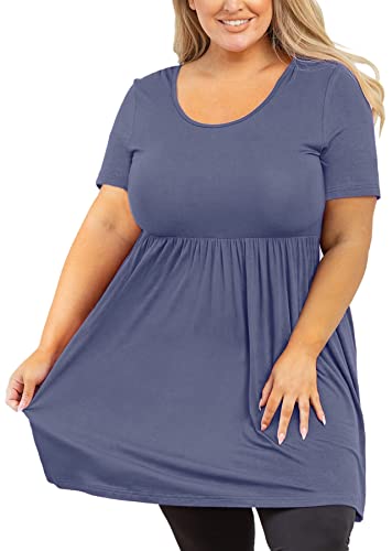 AusLook Women's Plus Size Tunic Short Sleeve Clothes Scoop Neck