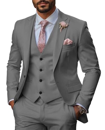 Men's 3 Piece Suit Slim Fit Suits for Men Wedding Groom Prom Suits Formal Business
