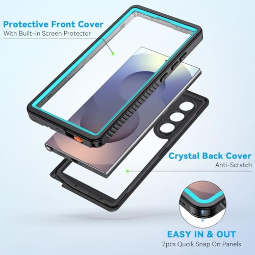 Image of Lanhiem for Samsung Galaxy S25 Ultra Case, IP68 Waterproof Dustproof, Built-in Screen Protector, Rugged Full Body Shockproof Protective Cover for Galaxy S25 Ultra 5G 6.9 Inch, Blue