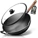 Produktbild Friedewald® Gusseisen Wok mit Deckel - induktionsgeeignet - 33cm 5L / für 4-6 Personen - alle Herdarten - massive große Grill & Bratpfanne - Anti-Haft Beschichtung - hoher Rand - Schmorpfanne