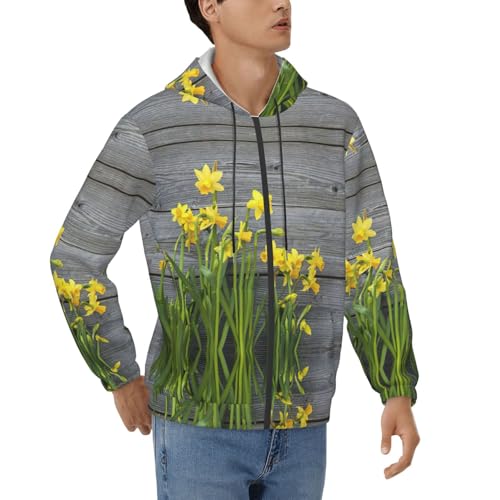 Sweat à capuche homme jonquilles décontracté manches longues : sweat-shirt imprimé mode casual