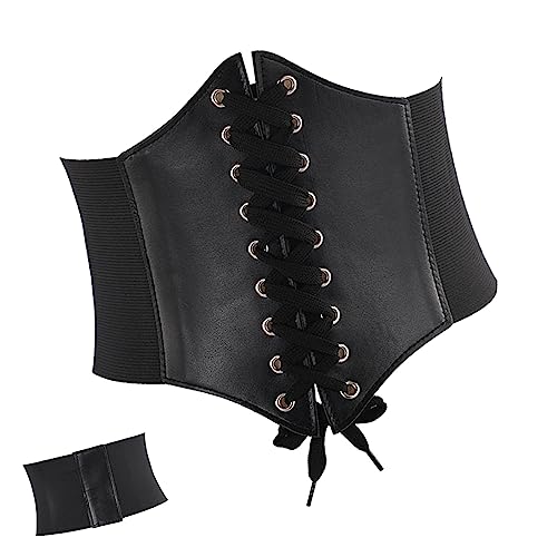 Cinturón Corsé para Mujer Corset de Cuero Elástico Cinturones Corset Ancho Retro Cinturón para Halloween Fiesta Vestido Ropa Diaria