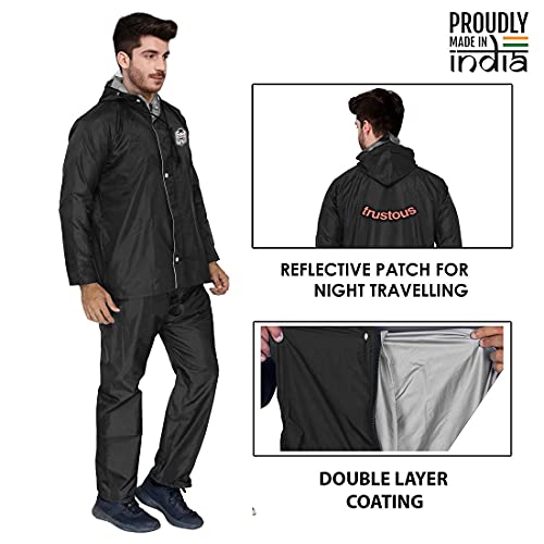Image of Trustous Men's & Women's Waterproof Double Layer Reversible Raincoat with Pant 100% Water Proof with 4 Colour's and 6 Size (M to 4XL)