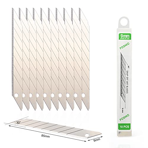 Foshio 50 Pack 30 Degree Snap Off Blades 9Mm, Universal Utility Knives Hobby Knife Blades Vinyl Wraps Cutter Knife Replacement Blades #TOP1