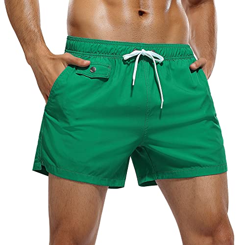 Nonwe Board Shorts Men's Summer Holiday Solid Beach Shorts For Men Above Knee Green 40 #TOP26
