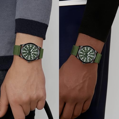 Image of LN LENQIN Mens Watches Unisex Military Sport Nylon Strap Stylish Luminous Fashion Analog Quartz Watch for Men Waterproof Army Tactical Casual Wristwatch