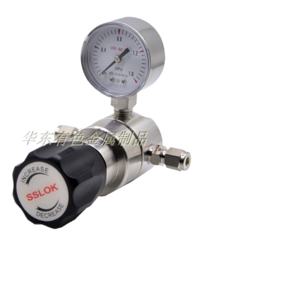 1PC 316L stainless steel pressure reducer gas pipeline secondary pressure reducing valve, cylinder high purity single table diaphragm valve (0-10MPA inner wire NPT1/4)